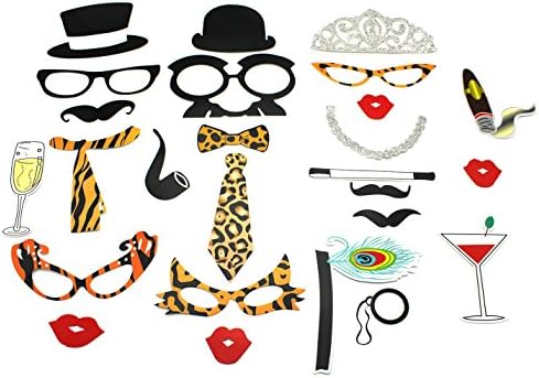 LayDUS 25 PCS Photo Booth Props Assorted Chic style DIY Kit for Weddings, Photo Shoots &amp; Special Events Party Favors