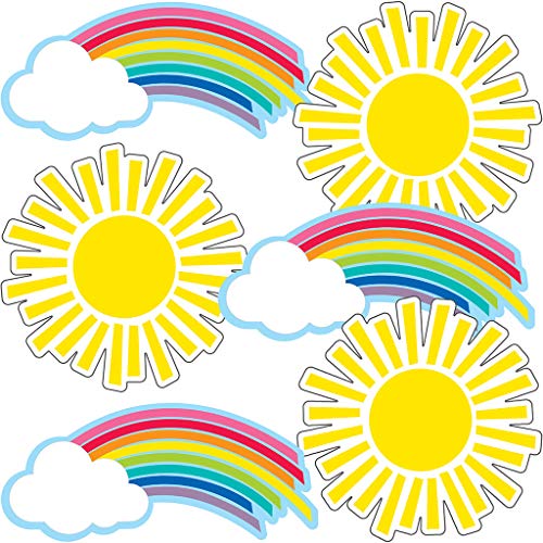 Carson Dellosa - Hello Sunshine Rainbows & Suns Colorful Cut-Outs, Classroom Décor, 36 Pieces