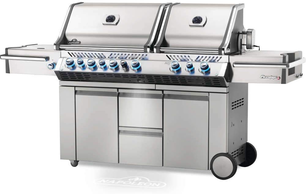review Napoleon Prestige PRO 825 BBQ Grill, Stainless Steel, Propane Gas - PRO825RSBIPSS-3 with Infrared Rear & Bottom Burners and Side Burner, Premium Gas Grill - Rotisserie Included