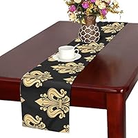 XINGCHENSS French Heraldic Fleur De Lis Pattern Table Runner, Kitchen Dining Table Runner 16 X 72 Inch for Dinner Parties, Events, Decor