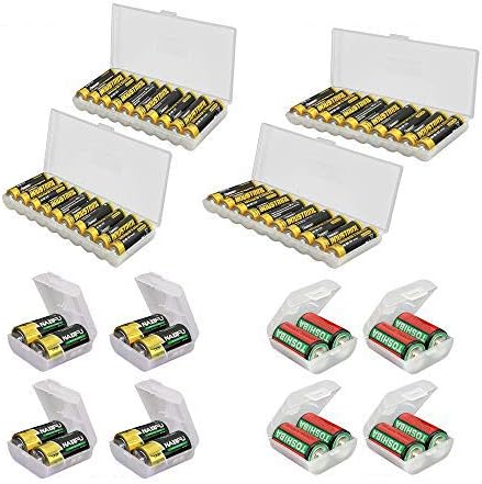 Whizzotech AA AAA C D Battery Storage Case Holder Organizer Box (2AA + 2AAA + 4C + 4D)