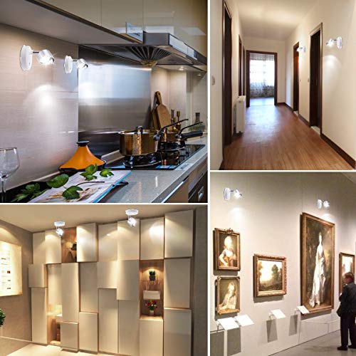 Elfeland LED Closet Lights LED Spotlight Wireless Puck Lights with Remote Battery Operated Accent Lights Dimmable Cabinet Lights with Rotatable Light Head Stick on Anywhere Indoor,Warm White(2 Pack)