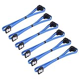eBoot 6 Pack 18 Inch SATA III 6.0 Gbps Cable with Locking Latch and 90-Degree Plug, Blue