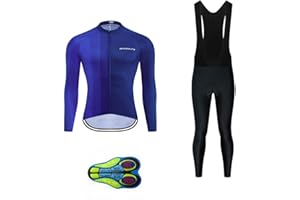 Moxilyn Cycling Jerseys Men Set Bike Clothing for Men Long Sleeve Bike Jacket and Cycling Bibs Pants with 20D Gel Pad