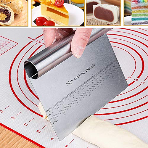 Pro Dough Pastry Scraper/Cutter/Chopper Stainless Steel Mirror Polished with Measuring Scale
