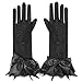 Fakeface Women Bridal Evening Party Wedding Wrist Length Gloves Black