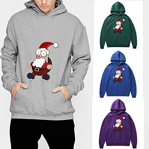 Men Women Hooded Sweatshirt,GREFER Winter Santa Claus Print Long Sleeve Tops Christmas Costume