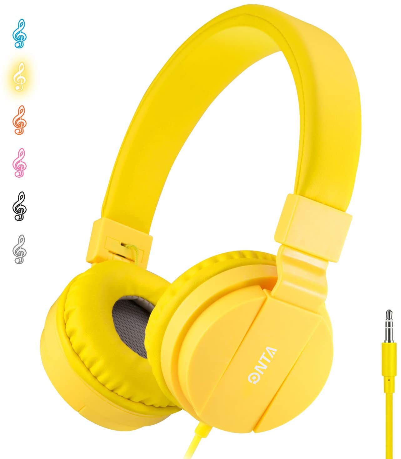 ONTA Foldable Headphone,On-Ear Audio Adjustable Lightweight Headphone for Cellphones Smartphones Iphone Laptop Computer Mp3/4 Earphones(Yellow)