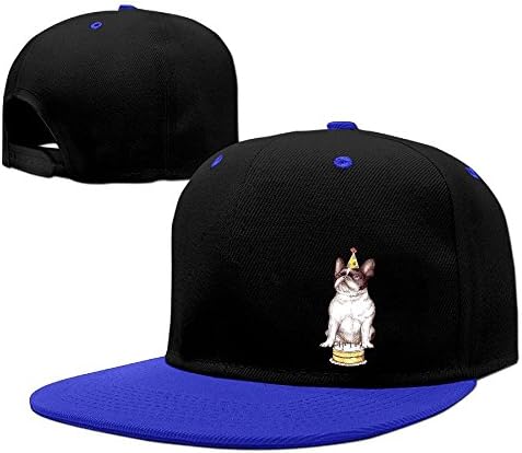 Party Time French Bulldog Hip Hop Baseball Caps Breathable Flat Bill Plain Snapback Hats RoyalBlue