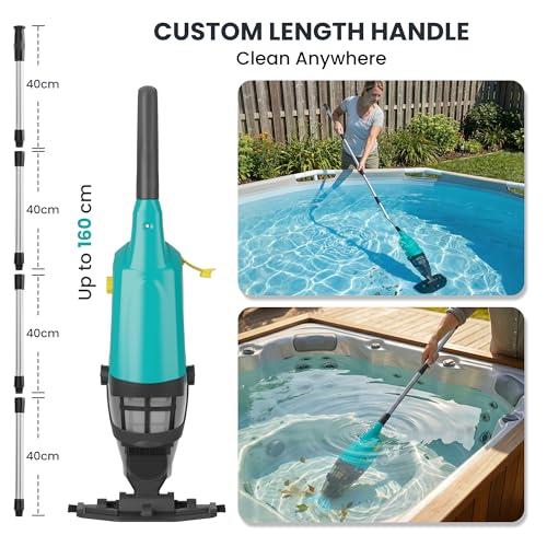 Rechargeable Pool Vacuum, Cordless Handheld Pool Cleaner with Powerful Suction for Small Pools, Hot Tubs, Spas & Above Ground Pools, for Sand, Leaves & Debris in Hot Tubs and Spas