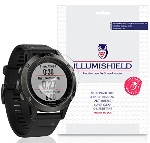 Garmin Fenix 5 Screen Protector (Garmin Fenix 5 Plus)[3-Pack], iLLumiShield Screen Protector for Garmin Fenix 5 Clear HD Shield with Anti-Bubble & Anti-Fingerprint Film