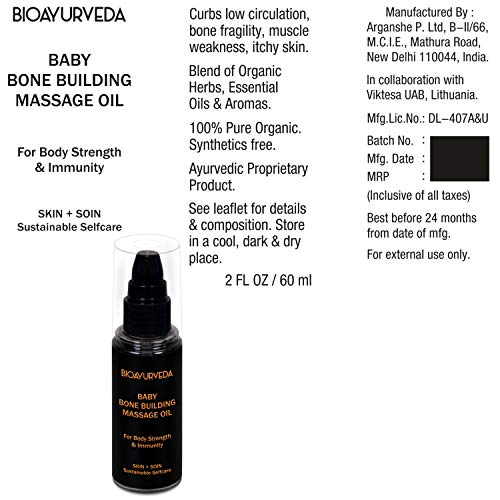 BIOAYURVEDA Baby Bone Building Massage Oil Organic Nourishing Baby Oil