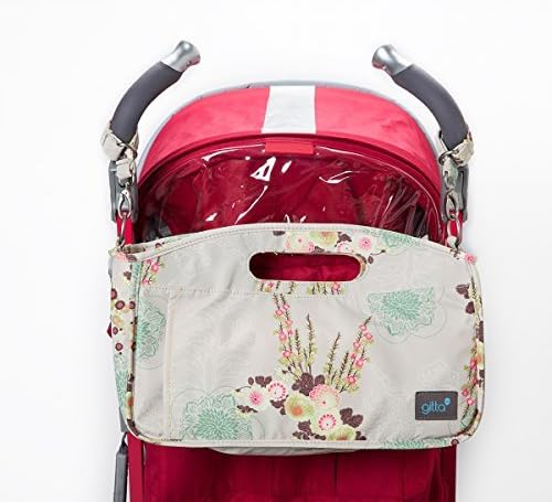 Gitta Stroll Baby Stroller Organizer Storage Holder Bag Backet, Camel Flowers