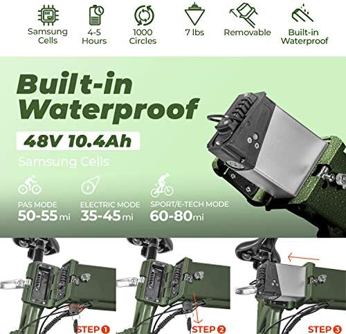 eAhora X5 Plus 750W Fat Tire Folding Electric Bikes for Adults, Front