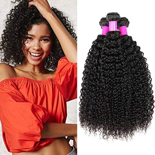 Ur Beautiful 8A Brazilian Hair Bundles Brazilian Curly Hair Bundles Unprocessed Brazilian Human Hair Bundles Kinky Curly Hair 8 8 10 Inch Natural Black Color (100+/-5g)/pc Total 300g
