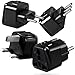 2 in 1 Universal Travel Adapters for UK, Europe, Italy, and Germany/France (Type C, E, F, G, and L) - 4 Pack - Black