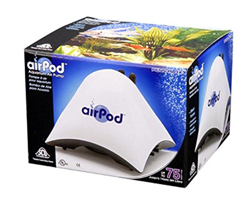 Penn Plax Air Pod Aquarium Air Pump Ultra Quiet Compact Dome Shape Dual Air Output Up to 75 Gallon Tank