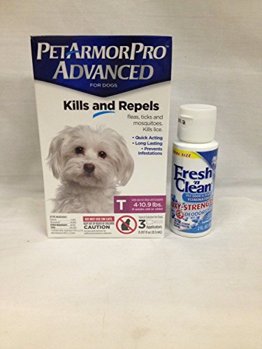Pet Armor Pro Advanced Toy (4-10.9 lbs) 3 Pack Plus 1 Container Fresh N Clean Oxy Odor/Stain Remove Remover 2OZ