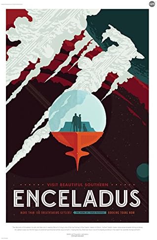 Enceladus: More Than 100 Breathtaking Geysers - NASA JPL Space Tourism Travel Poster 24" x 36" (Unframed) - Certified Printed by DigitalFusion CTI with 200 Year Archival Inks in The U.S.A