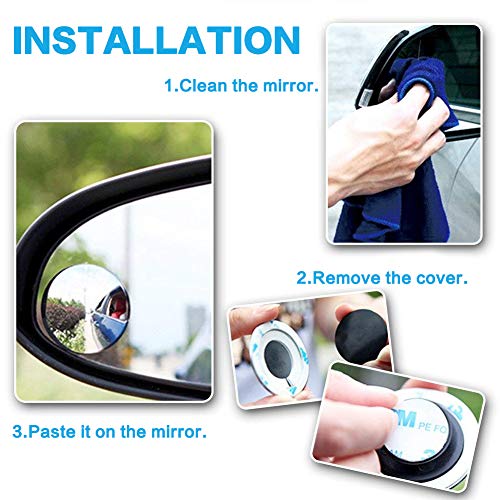 Carperipher 55mm 360 Degree Adjustable Rounded Rearview Blind Spot Mirror, Pack of 2 - Thumbnail 6