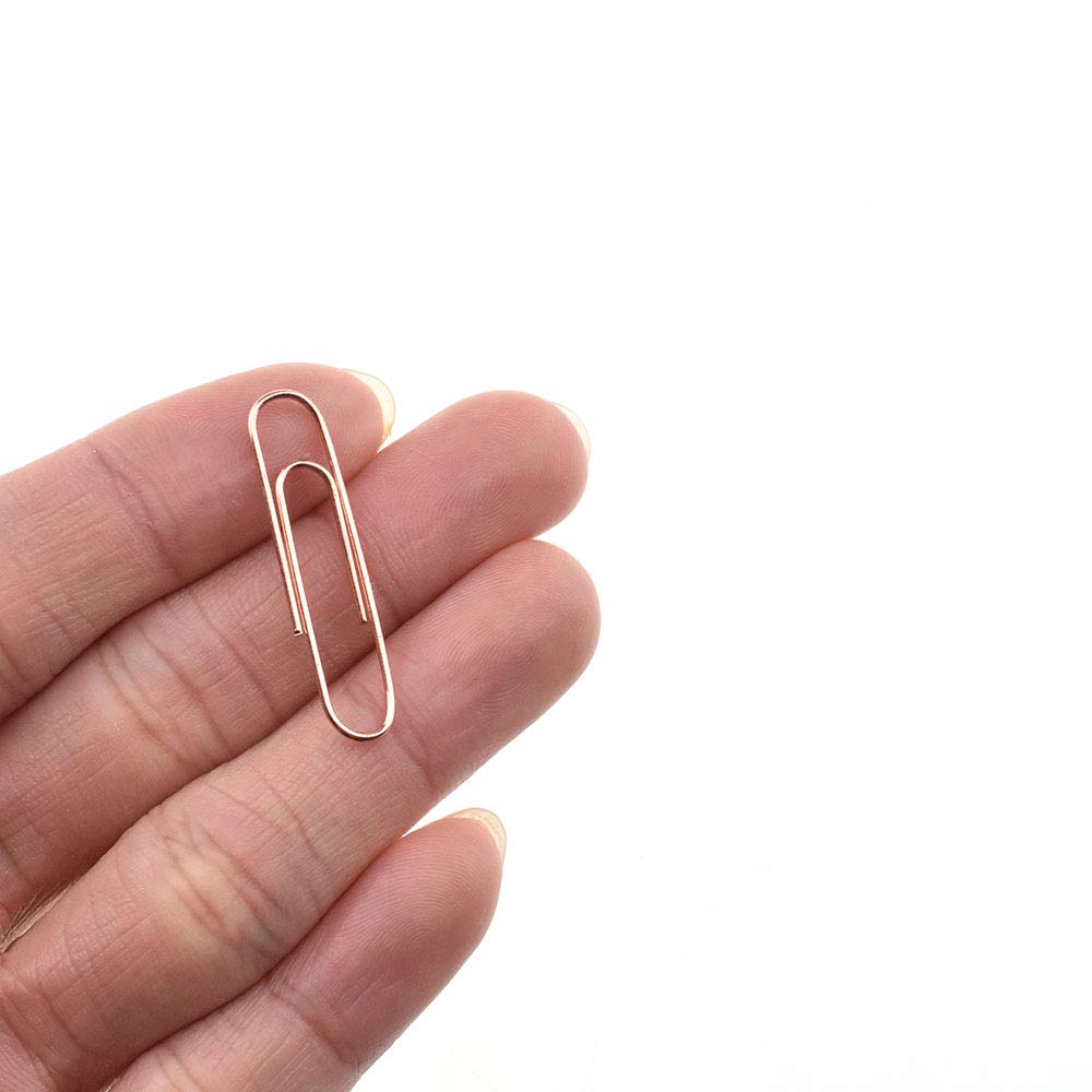 HAHIYO Paper Clips Sturdy 1.3 inches Length 180 Pack Paperclips Heavy Duty Tight Grip Rust Proof Reusable Metal Bright Rose Gold for Home Office School