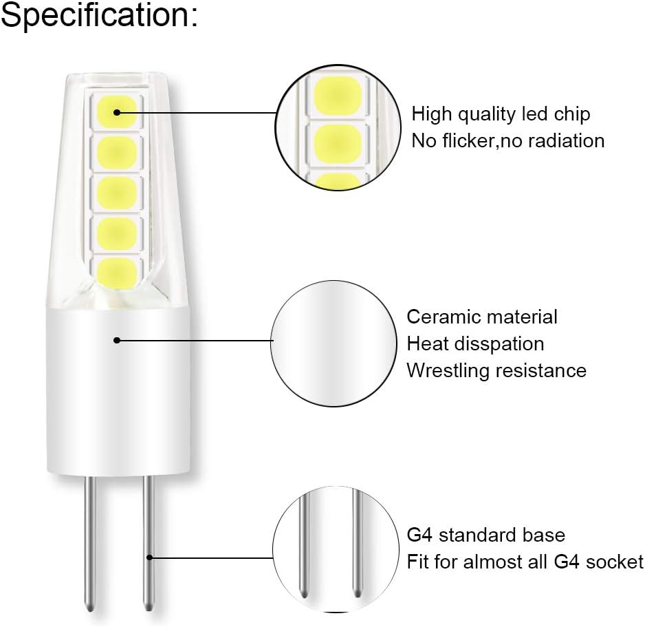 LED G4 Bulb Bi-Pin Base,12V G4 LED Bulb 2W 20W Halogen Replacement - Image 3