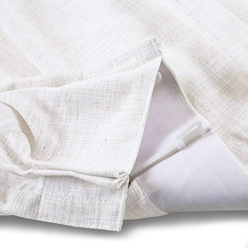 ChadMade 50" W x 84" L Polyester Linen Drapes with Thermal Blackout Lining Pinch Pleat Curtain for Sliding Door Patio Door Living Room Bedroom, (1 Panel) Beige White