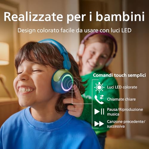 Philips TAK4200CT 4200 Series Foldable Kids Wireless On-Ear Headphones - 45 Hours Volume Limited Playtime, Audio Sharing, USB-C Cable Included - Teal Crystal