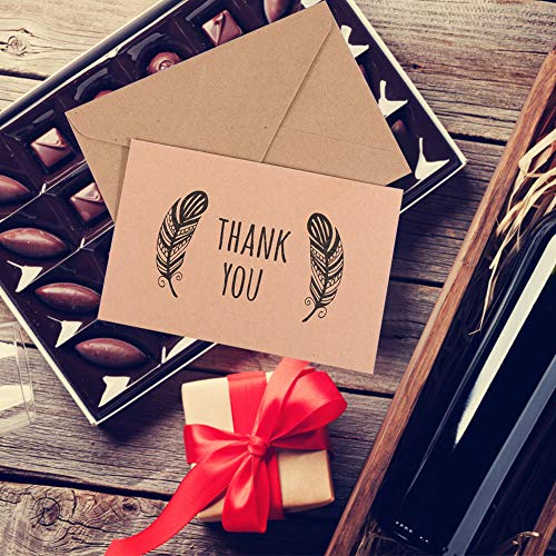 36 Bulk Thank You Cards, 6 Designs of Brown Assorted Thanks Notes Thank U Greeting Note Card Set Blank Inside with Brown Kraft Paper Envelopes and Stickers for Business Wedding Graduation Baby Shower