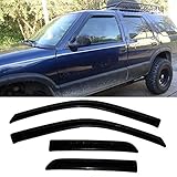4pcs Front + Rear Car Sun Rain Guard Vent Shade Window Visor Wind Deflector Non In Channel for 95-05 Chevy S10 Blazer 95-01 GMC S15 Jimmy 96-01 Oldsmobile Bravada 4-Door SUV