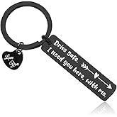 amlivo Drive Safe Keychain for Him - I Love You Keychain Gifts for Boyfriend Dad Husband, Safe Driving Keychain Men Hims Gifts, Drive Safe I Need You Here With Me Keychains