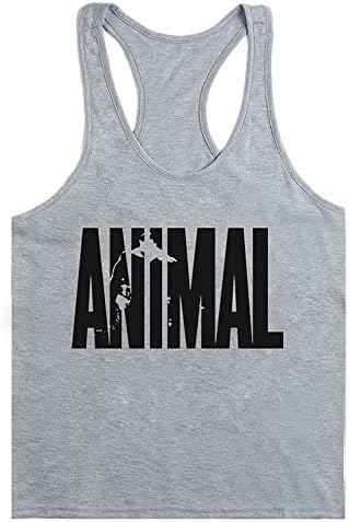 HAKUMA Men's Workout Tanks Top Gym Shirt Animal Letter Print