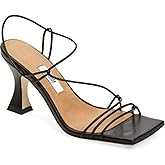 Miista Womens Black Strappy Comfort Sally Square Toe Flare Slip On Leather Dress Sandals Shoes 37