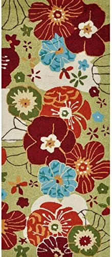 Alexander Home Hand-hooked Savannah Lime/ Multi Floral Runner Rug (2' x 5')