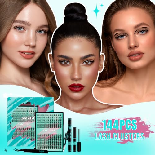 Manga Lash Clusters Kit 144PCS Fairy Eyelash Extension Kits with Lash Bond and Seal, Fake Eyelashes Clusters with Invisible Eyelash Band, Lash Glue Remover and Eyelash Applicator (8-18mm set)