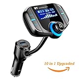 [Upgrade]Acekool Bluetooth FM Transmitter with 1.7’’Display, Car FM Audio Adapter Receiver with QC3.0,Wireless Radio Transmitter Adapter(AUX Input/Output, TF Card Slot,Hands Free Calling)
