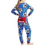 Secret Treasures Women's Christmas Holiday Santa Unicorn Dropseat Pajama Union Suit One Piece Sleepwear