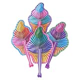 Kicko 10 Inch Folding Ice Cream Paper Fan - 12 Pieces of Accordion Style Multicolored Assortment - Perfect for Treat Shops, Festivals, Birthday, School Events, Novelties, Party Favor and Supply