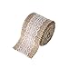 Ling's moment Burlap Ribbon Roll with White Lace Trims for Jars or Present Decor, 2