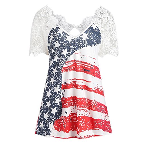 Duseedik Tops Womens American Flag Tank Tops Casual Blouse Sleeveless T Shirt Blouse (White, L)