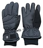 N'Ice Caps Kids Bulky Thinsulate Waterproof Winter Snow Ski Glove With Ridges (Black Solid, 8-10yrs)