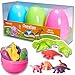 Prextex Jumbo Surprise Easter Eggs Filled with Clay Dough and 3D Dinosaur Toys Shapes Fun Dough Eggs