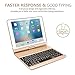 SENGBIRCH Compatible Keyboard case iPad 9.7 2018 - iPad 9.7 2017 - iPad Air 2/1 - iPad Pro 9.7 - 7 Color Backlit Keyboard - 360 Rotation - Auto Weak and Sleep - iPad keyboard case, (9.7, Gold)