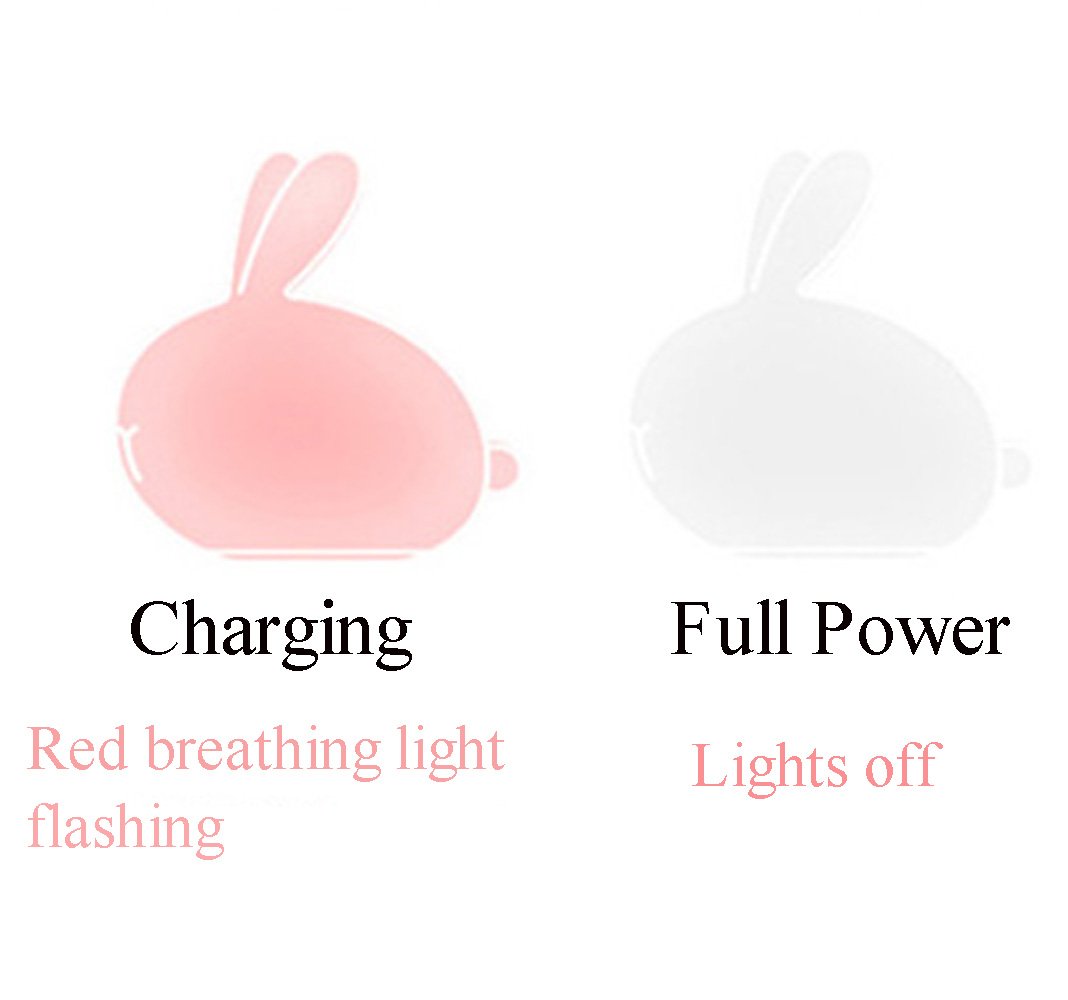 LED Rabbit Night Light - Soft Silicone Cute Rabbit Bunny Lamp with 7 Colors USB Chargeable for Baby kids Children Home Bedroom For Birthday, Christmas, Housewarming, Graduation, Wedding or Gift