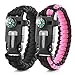 X-Plore Gear Emergency Paracord Bracelets | Set of 2| The Ultimate Tactical Survival Gear| Flint Fire Starter, Whistle, Compass & Scraper | Best Wilderness Survival-Kit - Black(K)/Pink(K)