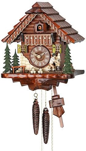 German Cuckoo Clock 1-day-movement Chalet-Style 9.00 inch - Authentic black forest cuckoo clock by Hekas