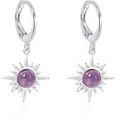 TaYolnFaSo Natural Stone Sun/Fan Earrings Female Gold or Silver Plating Gemstone Beads Earrings Jewelry Gift for Women