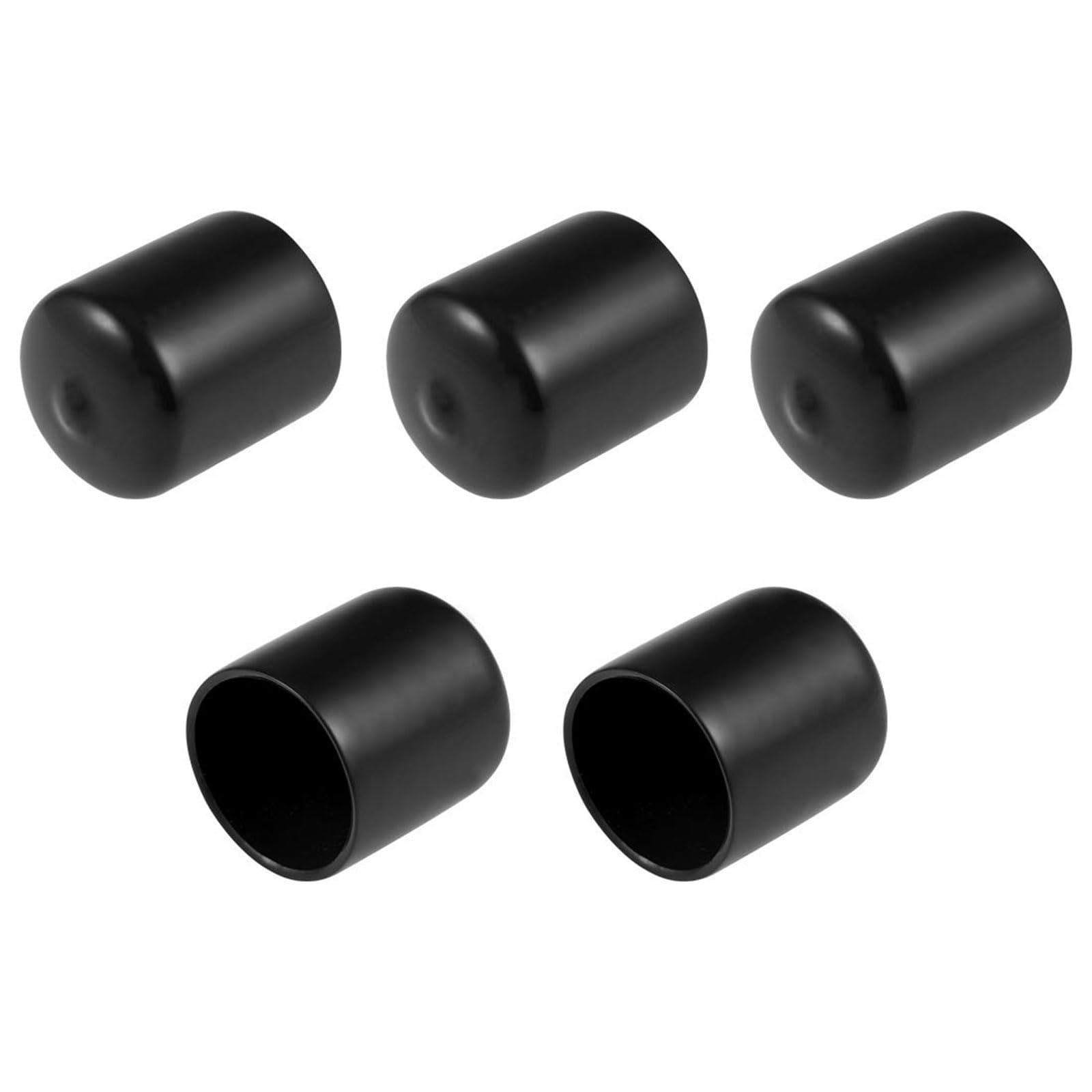 TA-VIGOR 5Pcs Rubber End Caps, 27mm ID Round Flexible Screw End Caps Thread Protectors, Black Vinyl Bolt Covers Rubber Covers for Screws, Tubes, Cables, Wires, etc
