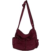 Canvas Messenger Bag Large Hobo Crossbody Bag with Multiple Pockets Casual Shoulder Tote Bag for Women and Men