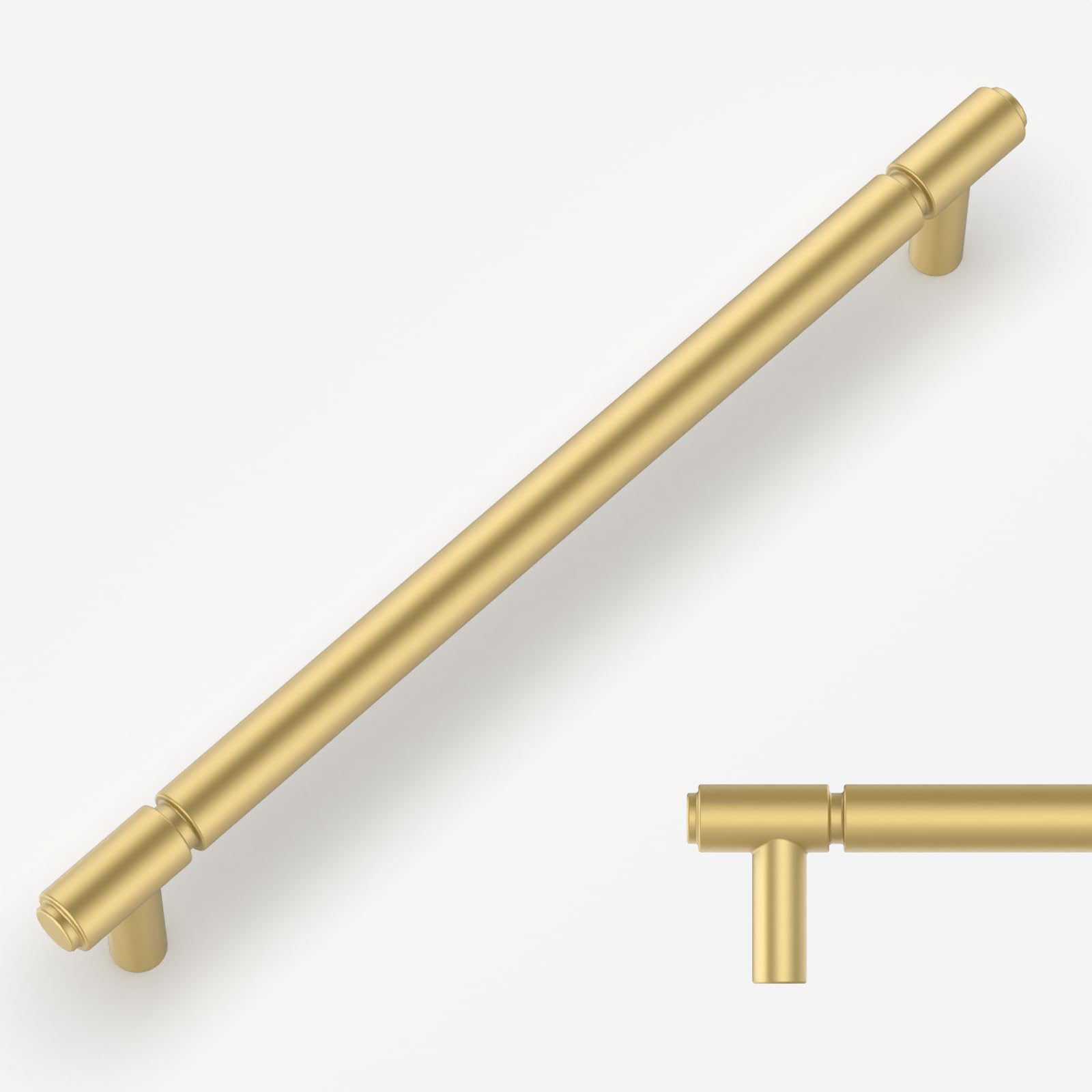 Amerdeco 10 Pack Gold Cabinet Pulls 192mm Hole Center Cabinet Hardware Kitchen Cabinet Handles for Bathroom Drawer Pulls Dresser Pulls AM021